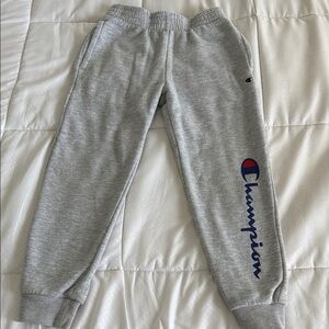 Champion Kids Light Gray Joggers with Blue Logo